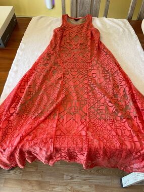 a.n.a Coral Laser-Cut Maxi Dress